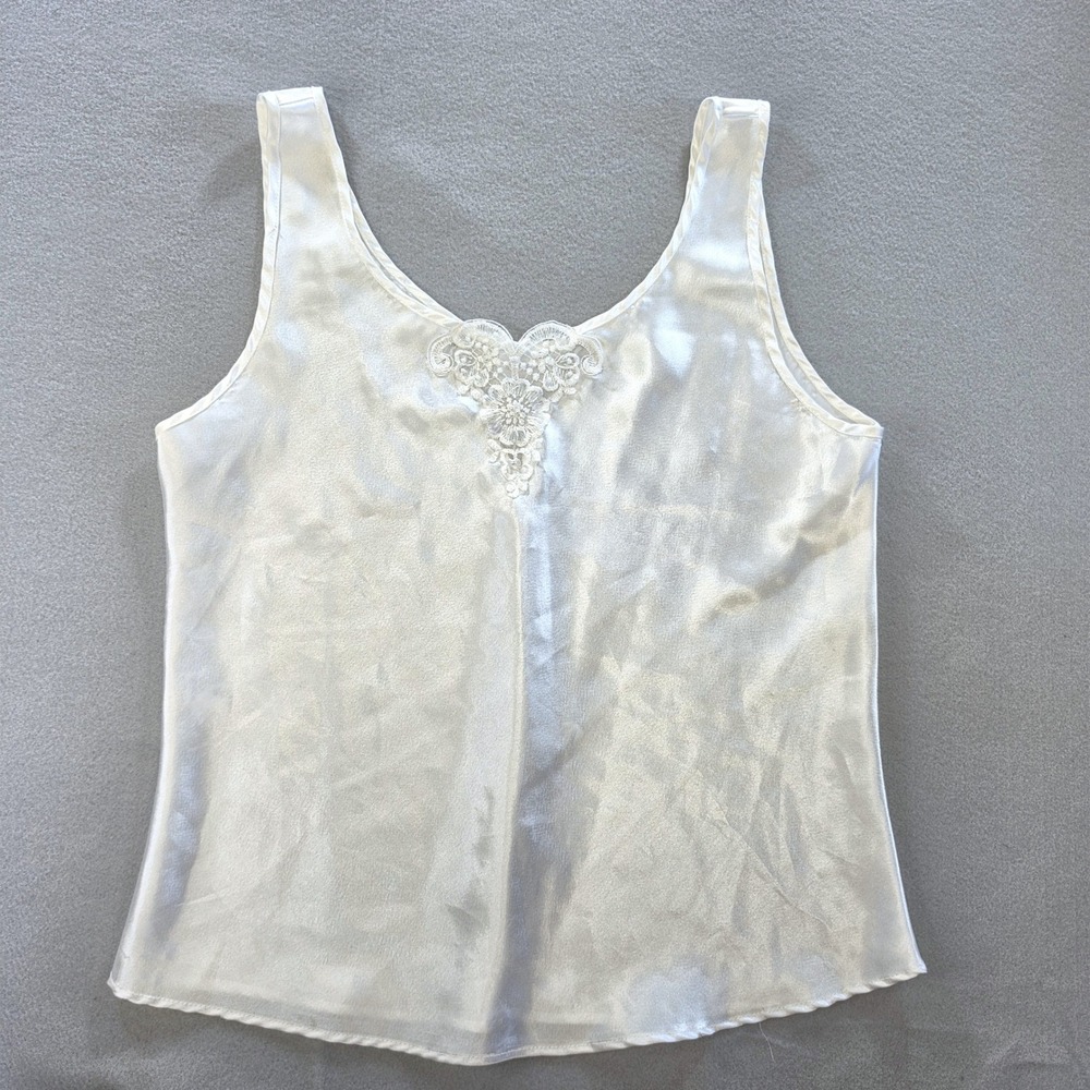 Vintage Cinema Etoile Coquette Lace Satin Camisole Large White Romantic Dainty